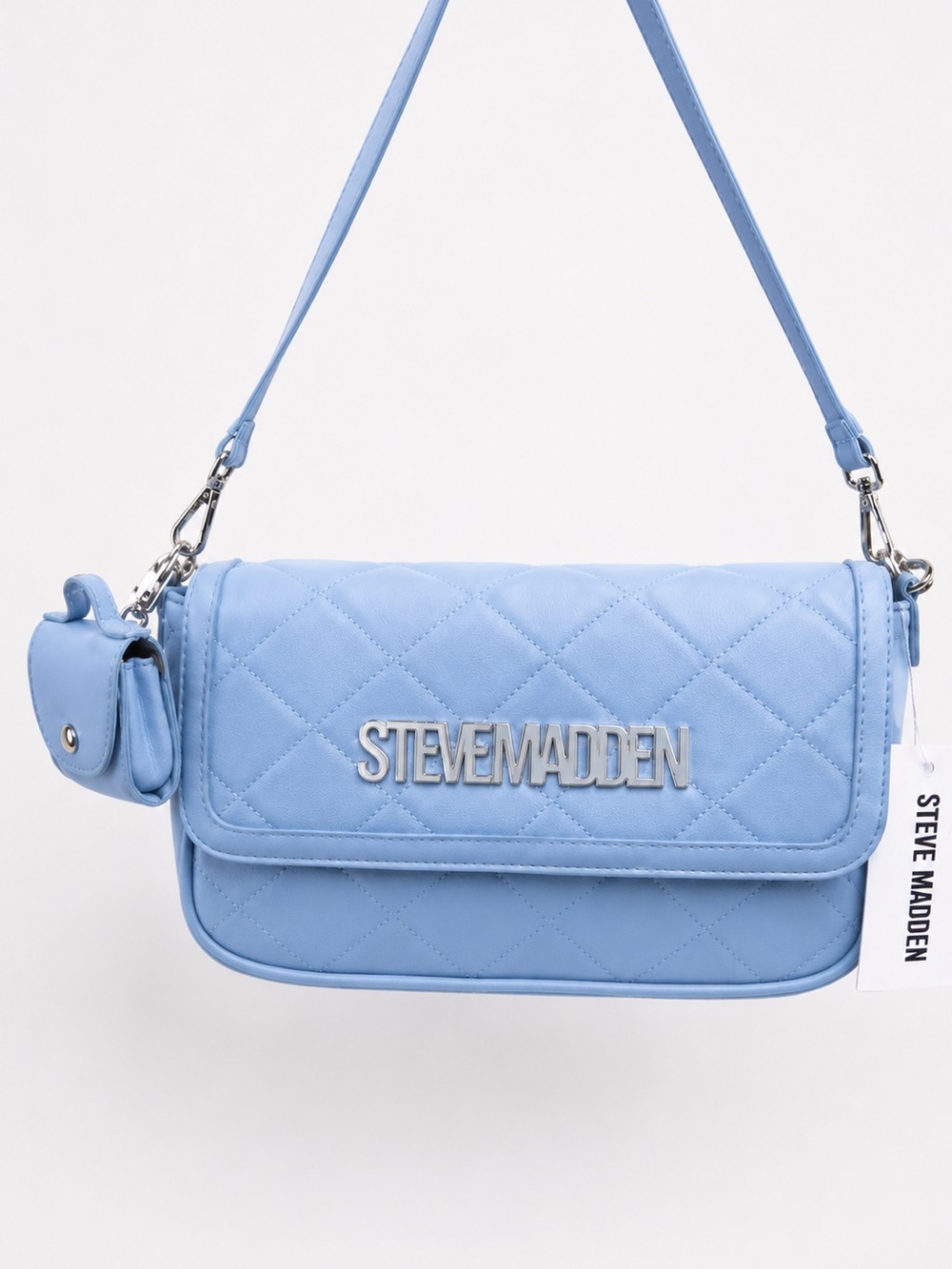 Steve Madden Quilted Crossbody Bag in Baby Blue